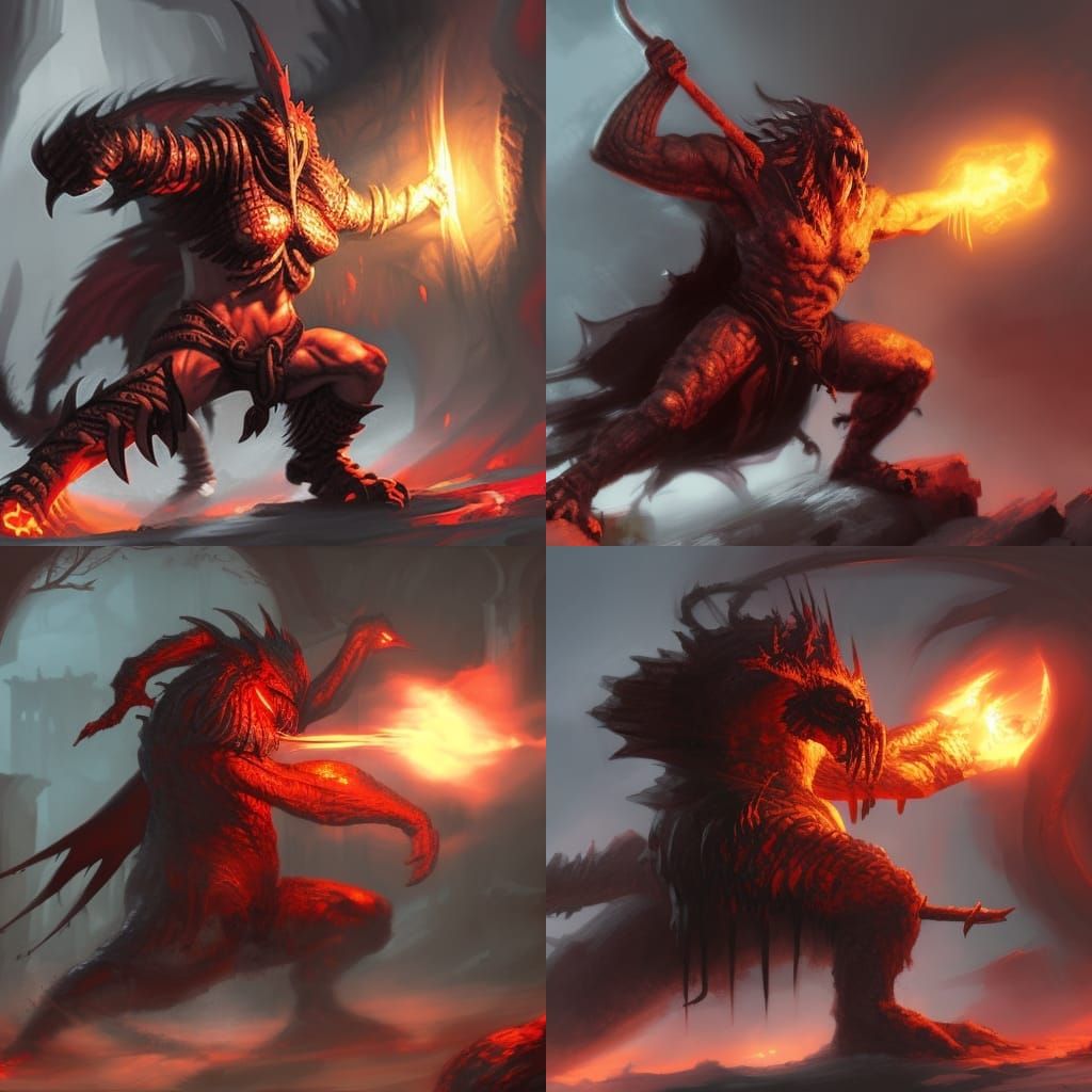 Dragonborn Barbarian vs Wizard in Dark Fantasy Art