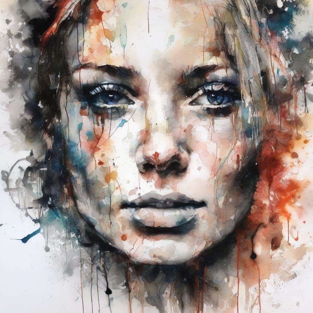 Ink Splatter Portrait in Cecile/Griffiths Style