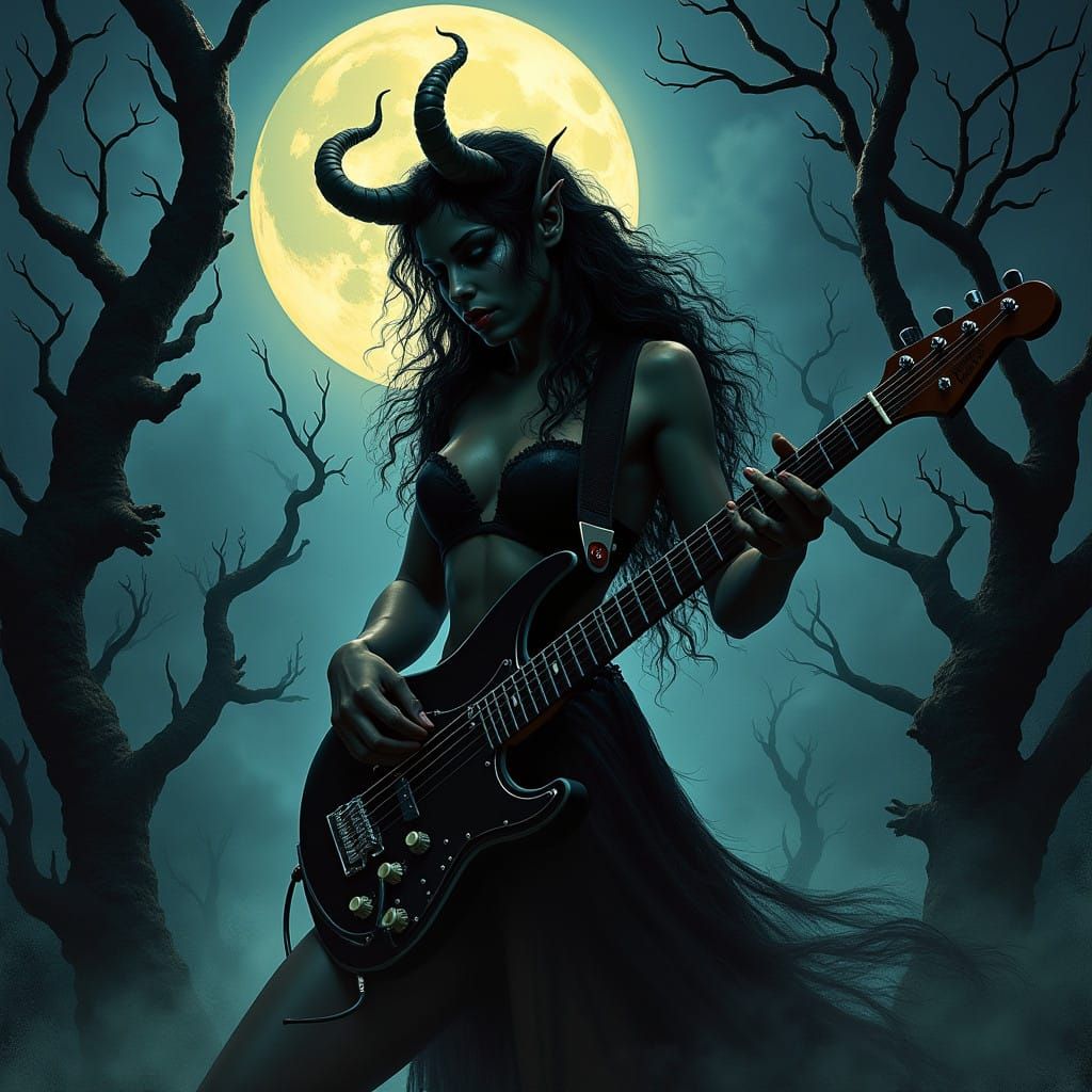 Sultry Devil Goddess Under the Full Moon
