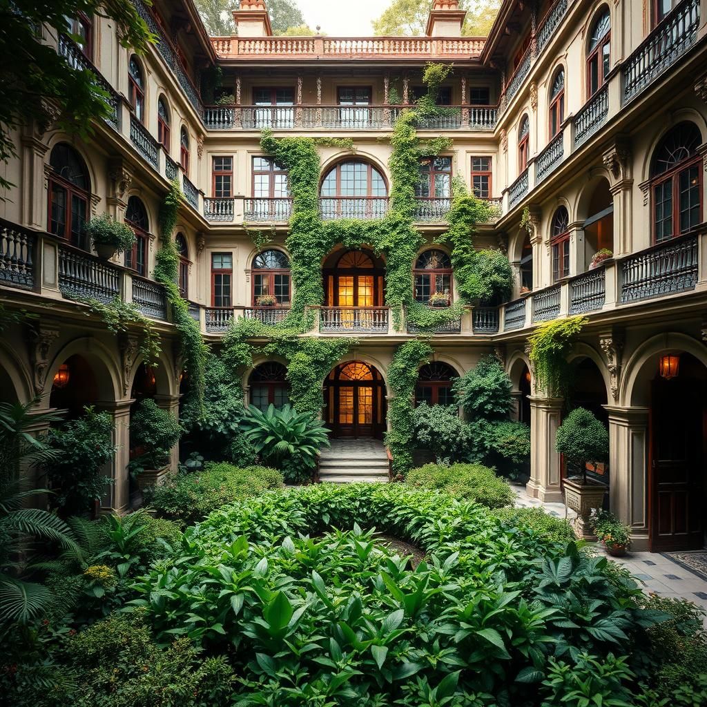 Majestic Multistory House with Lush Central Garden