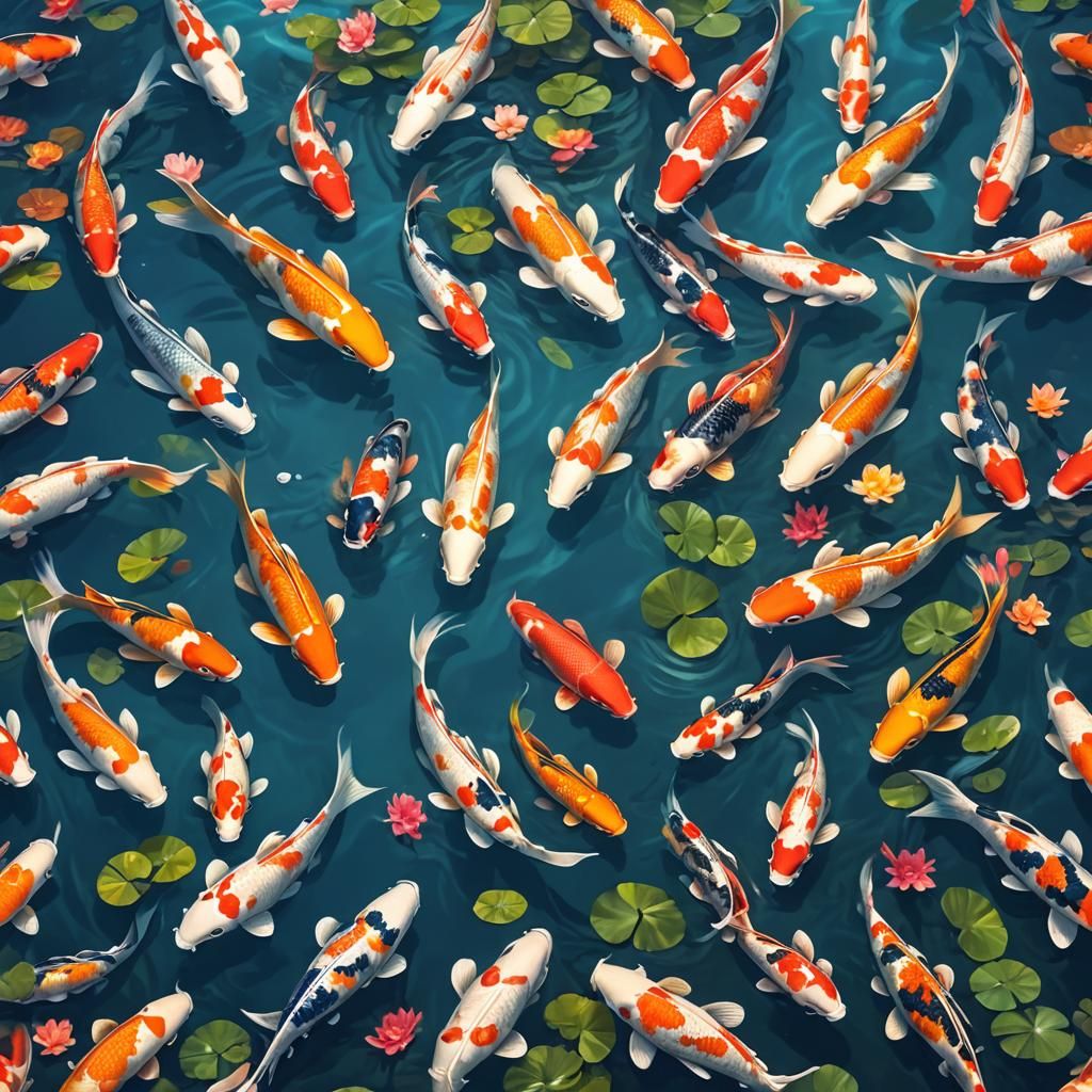 Koi Fish Pond: Detailed Digital Matte Painting