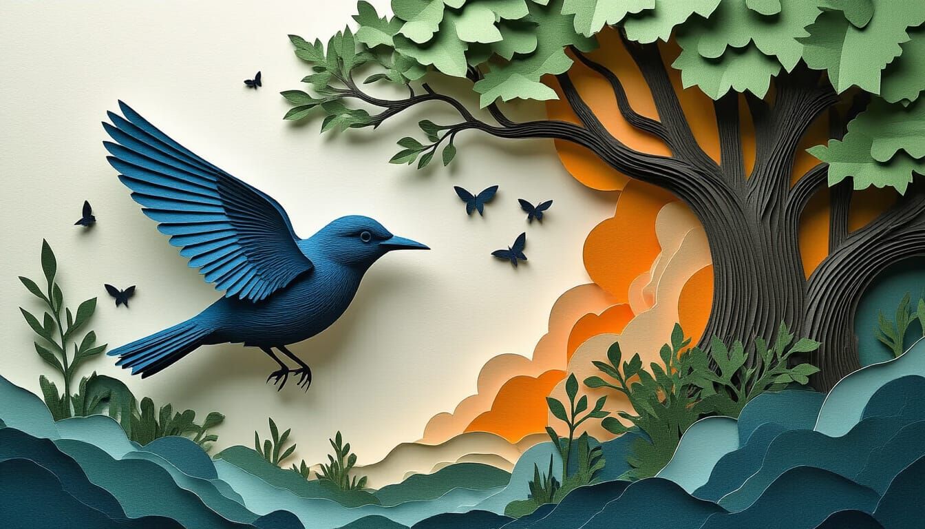 Nature vs Technology: 3D Paper Cut Collage Art