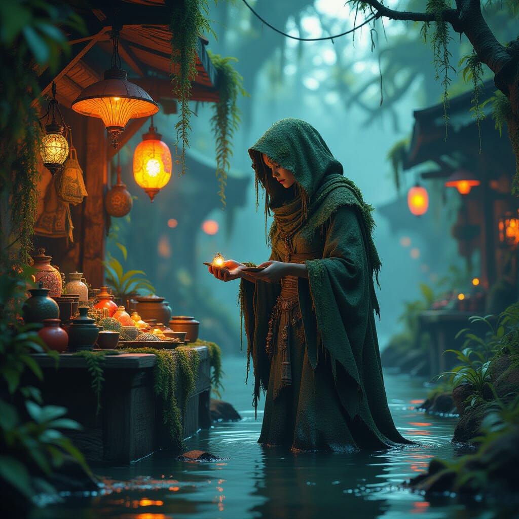 Swamp Fairy at Alien Market in Unreal Engine Style