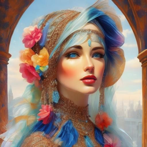 Hyperrealistic Portrait of Woman in Futuristic Jewelry