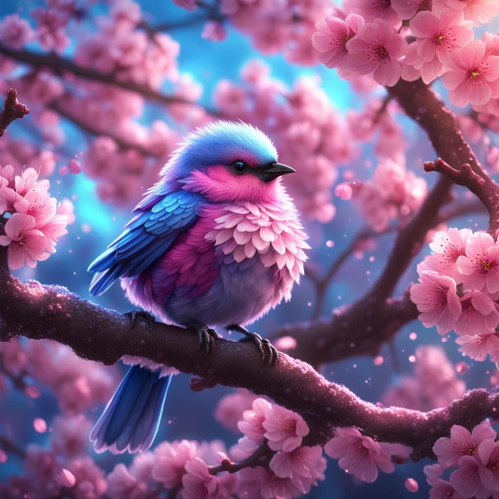 Cherry Blossom Tree with Colorful Bird in Unreal Engine
