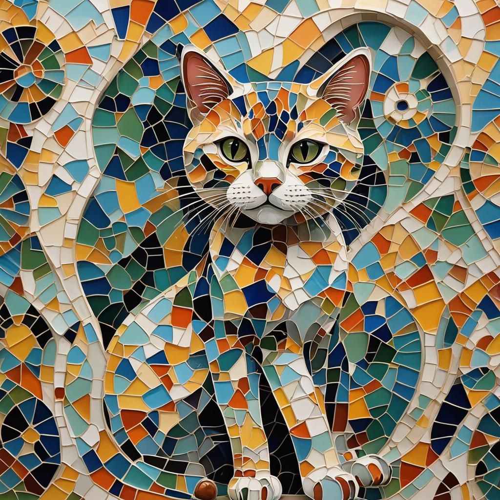 Whimsical Feline in Vibrant Colors