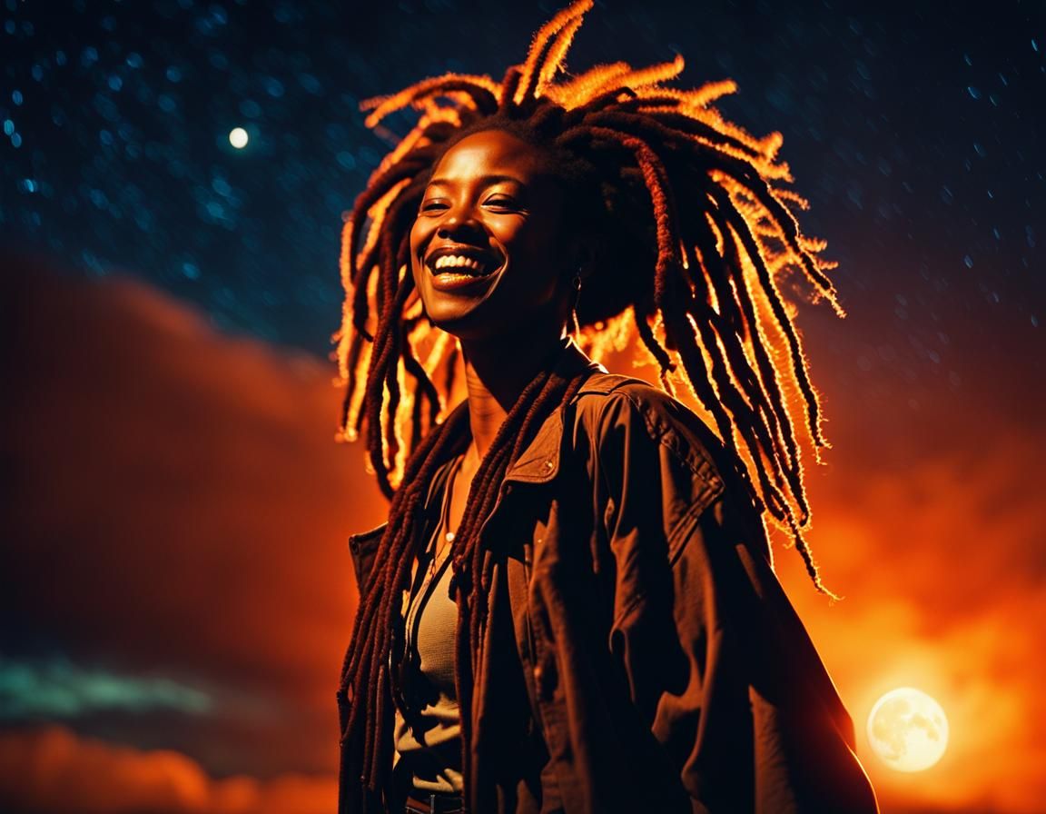 African Woman Dancing in Post-Apocalyptic Setting