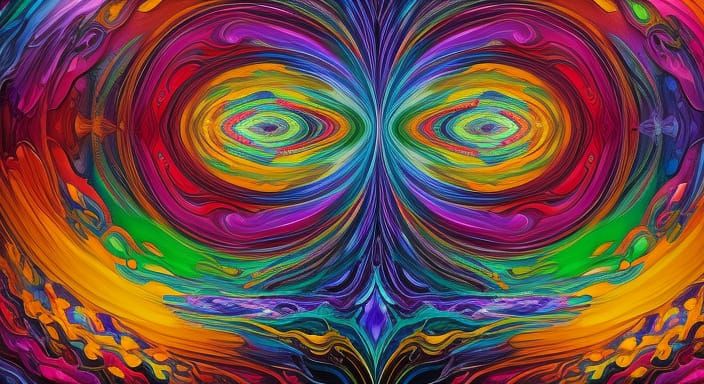 Close-Up Kaleidoscope Art in Oil Painting Style