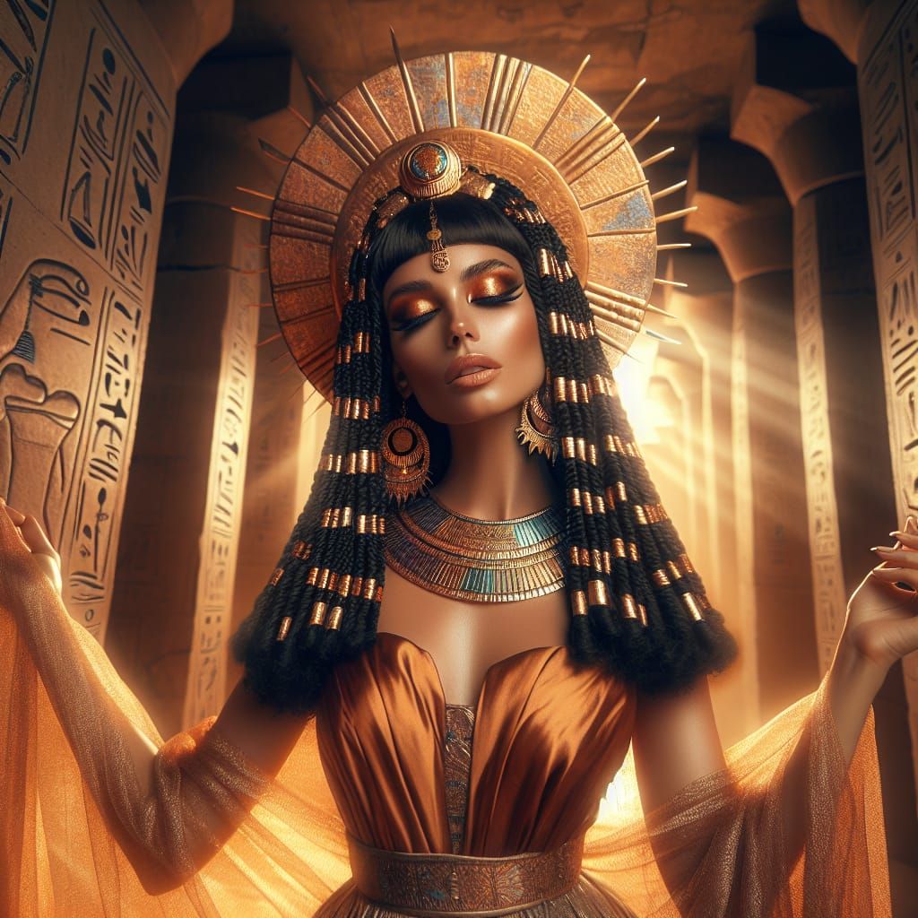 Ancient Egyptian Goddess of the Sun in Golden Splendor