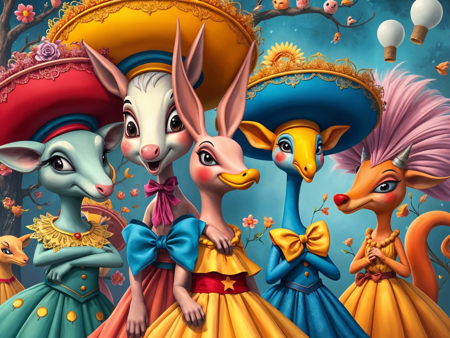 Animals in Mad Hats, Wonderland Cartoon Style