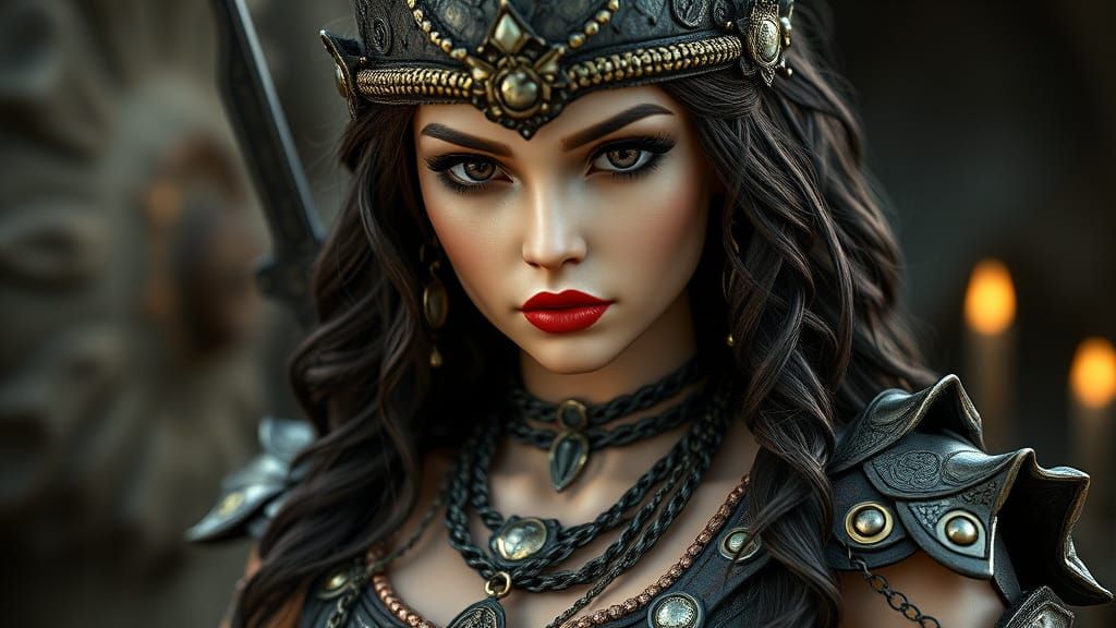 Hyperrealistic Gothic Victorian BJD Doll in Xena Warrior Pri...