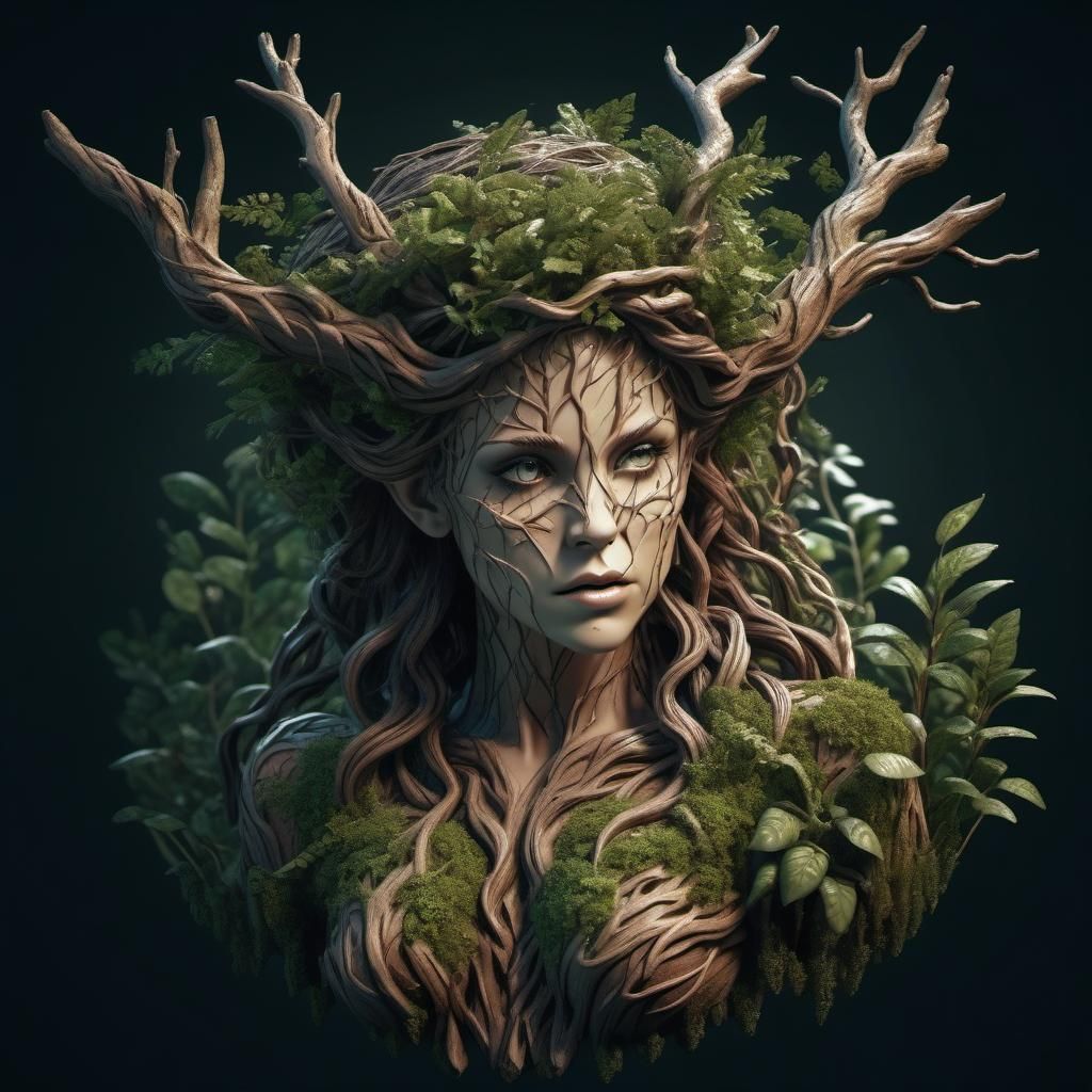Isometric Forest Dryad in Hyperrealistic Style
