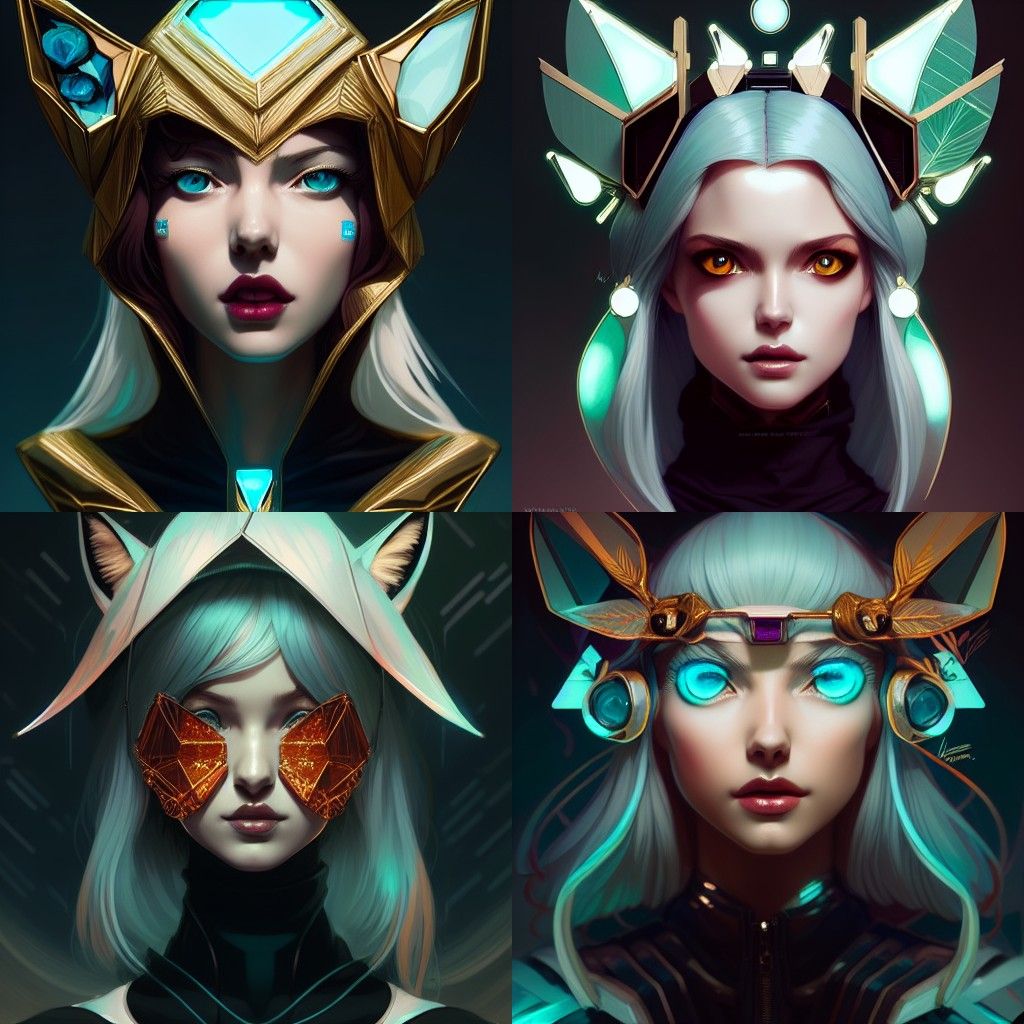 Robotic Fox Girl Portrait in Hyper-Realistic Style