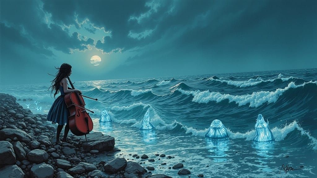 Ethereal Oceanic Dreamscape in Oil Paint