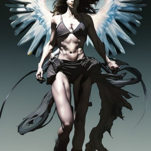 Lilith Reimagined: Dynamic Angel Portrait