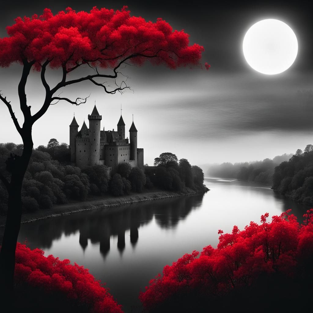trees, castle