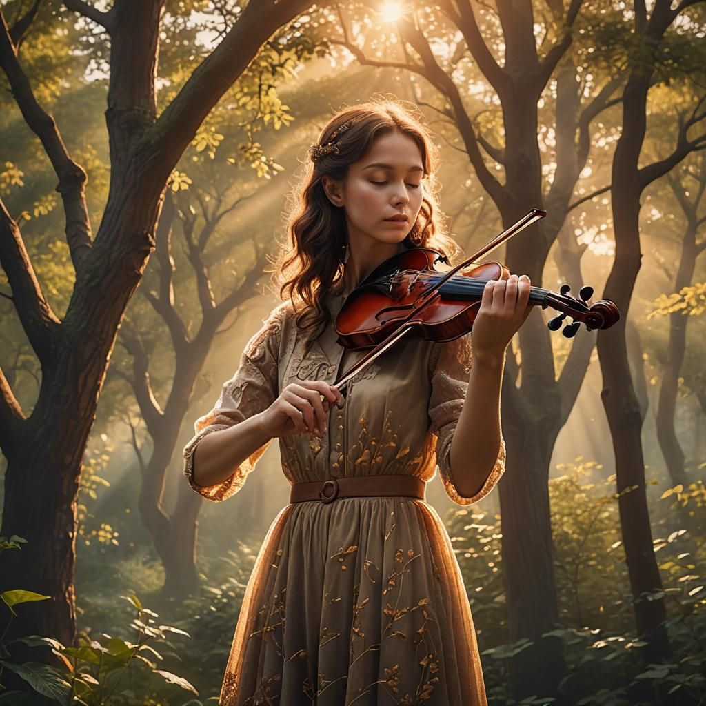Violin in Golden Light: Fantasy Concept Art