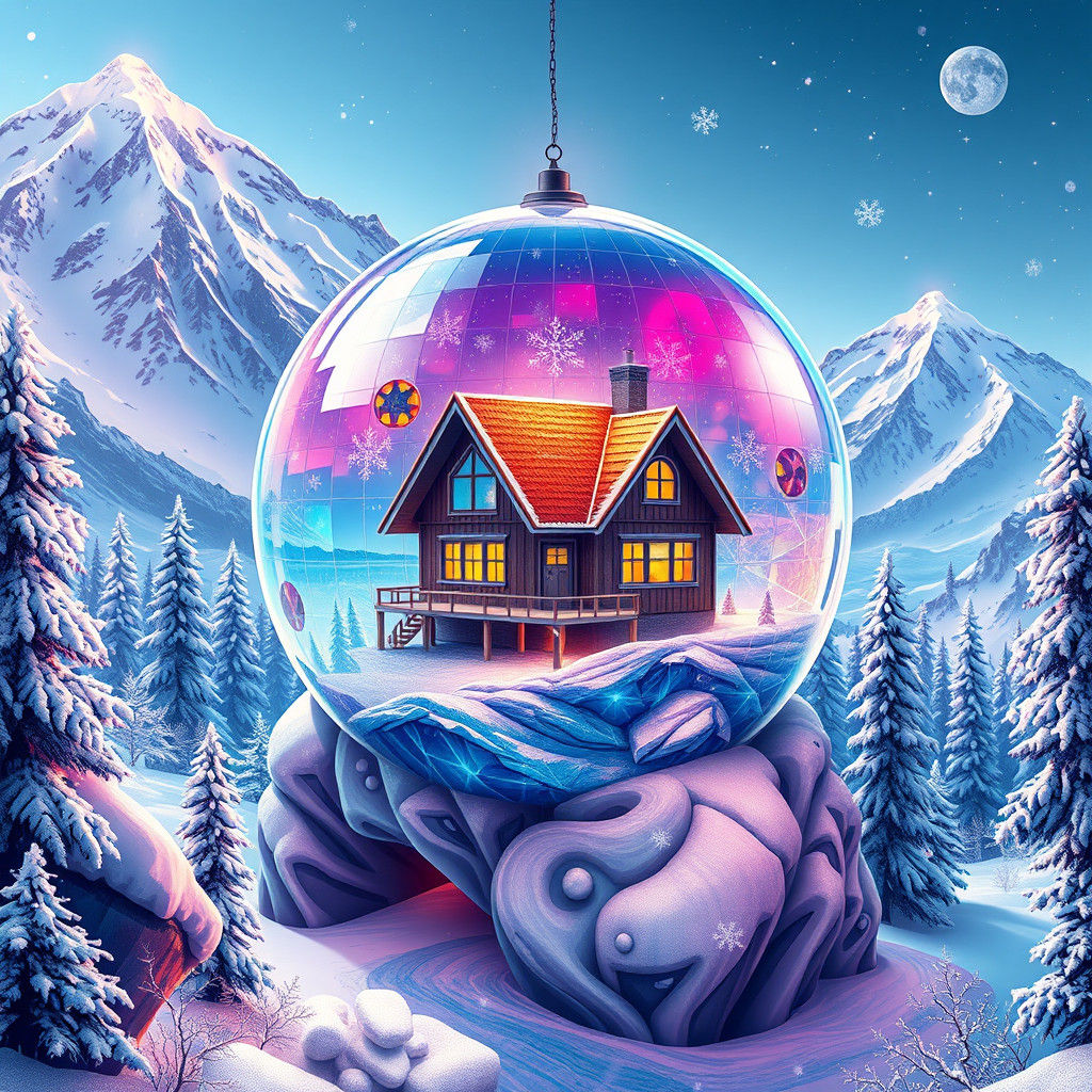 Disco Ball House in Frozen Bubble, Abstract Vector Art