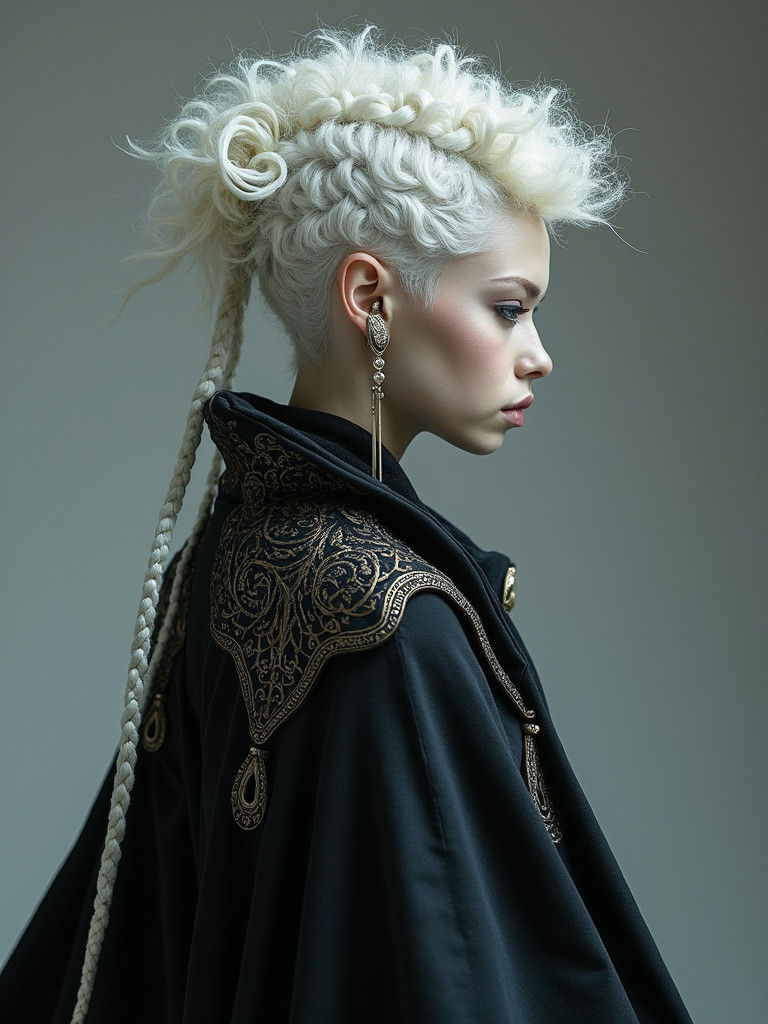 Gothic Maiden with Braids in Biomechanical Style