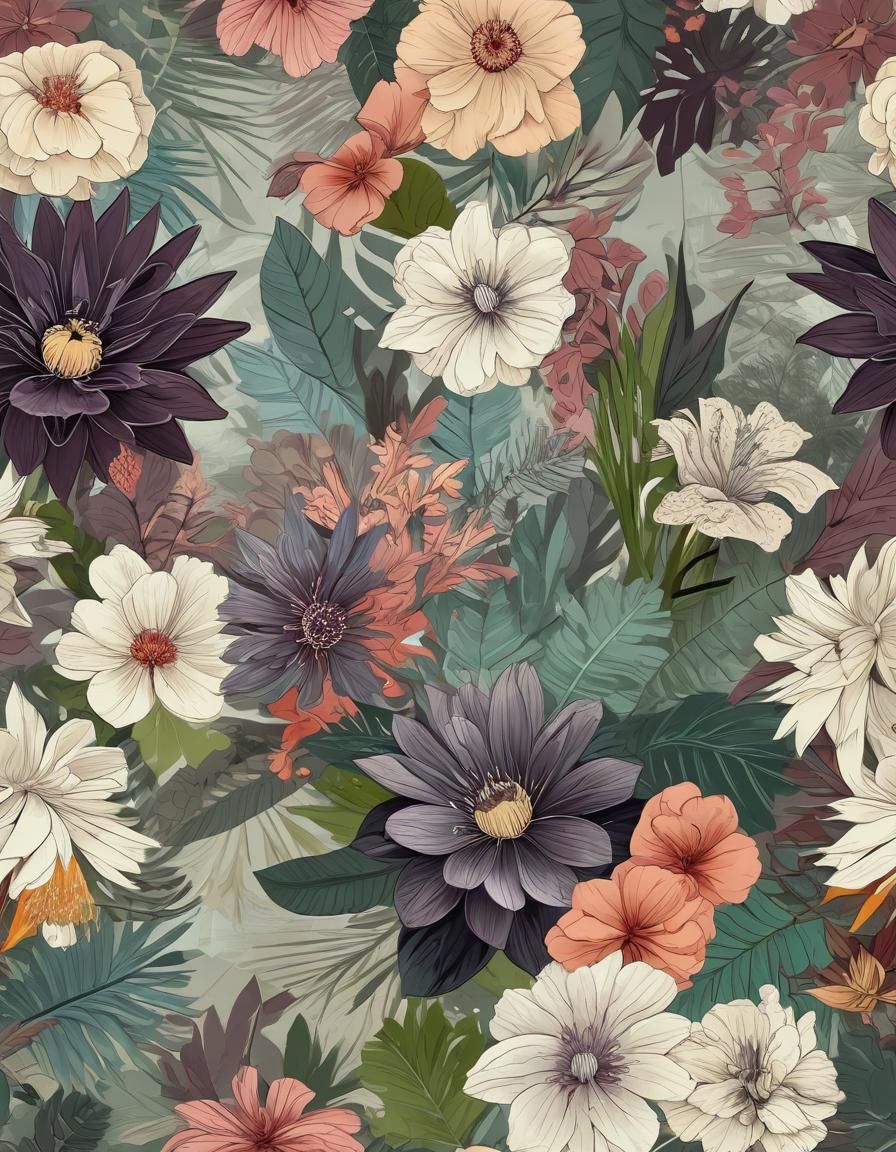 Exotic Flowers in Layered Composition