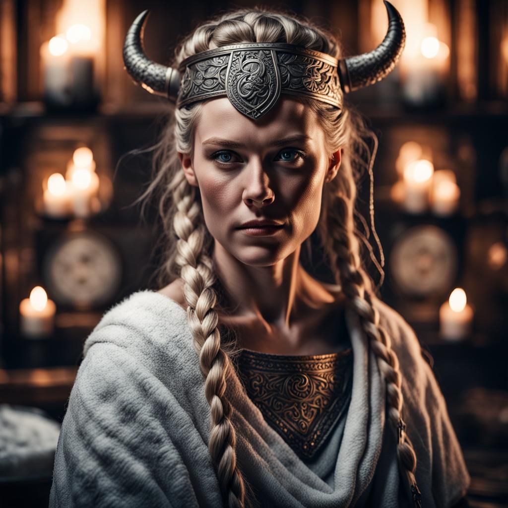 Viking Woman in Luxury Spa, Hyperrealistic HDR