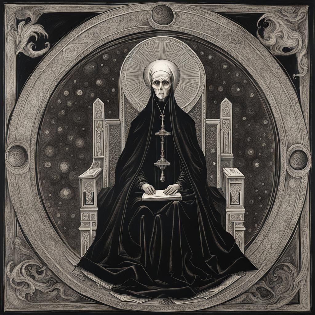 Medieval Iconographic Painting of a Bene Gesserit Reverend M...