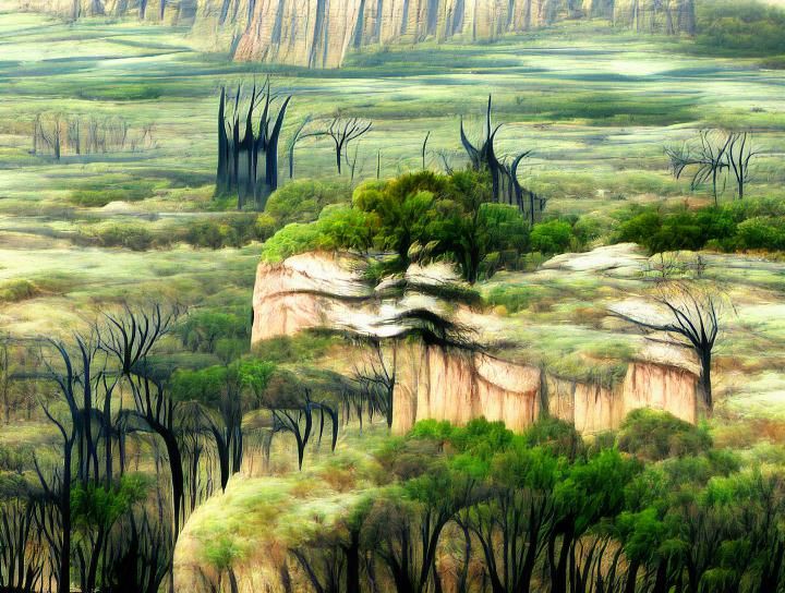Fantasy Landscape: Forests at Cliff's Edge