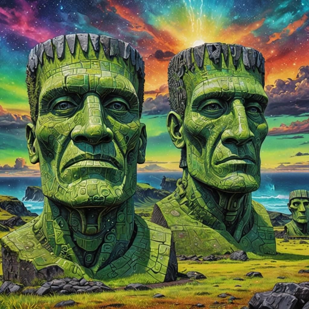 Frankenstein's Monster Visits Easter Island