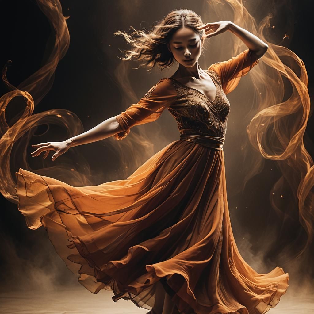 Elegant Dancer in Flowing Dress: Concept Art