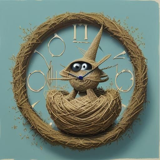 Creature with Clock in Patrick Dougherty Style