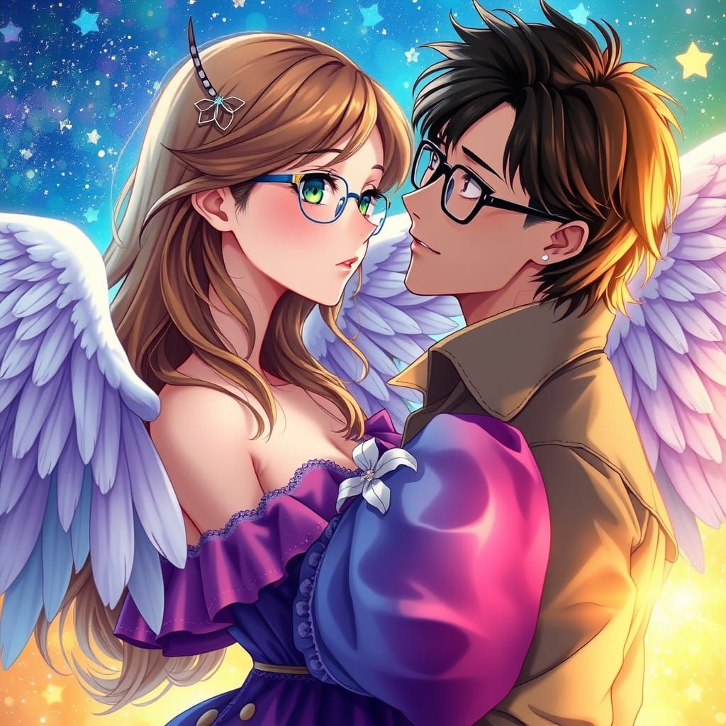 Anime Portrait of a Girl with Majestic Wings and a Gentle St...