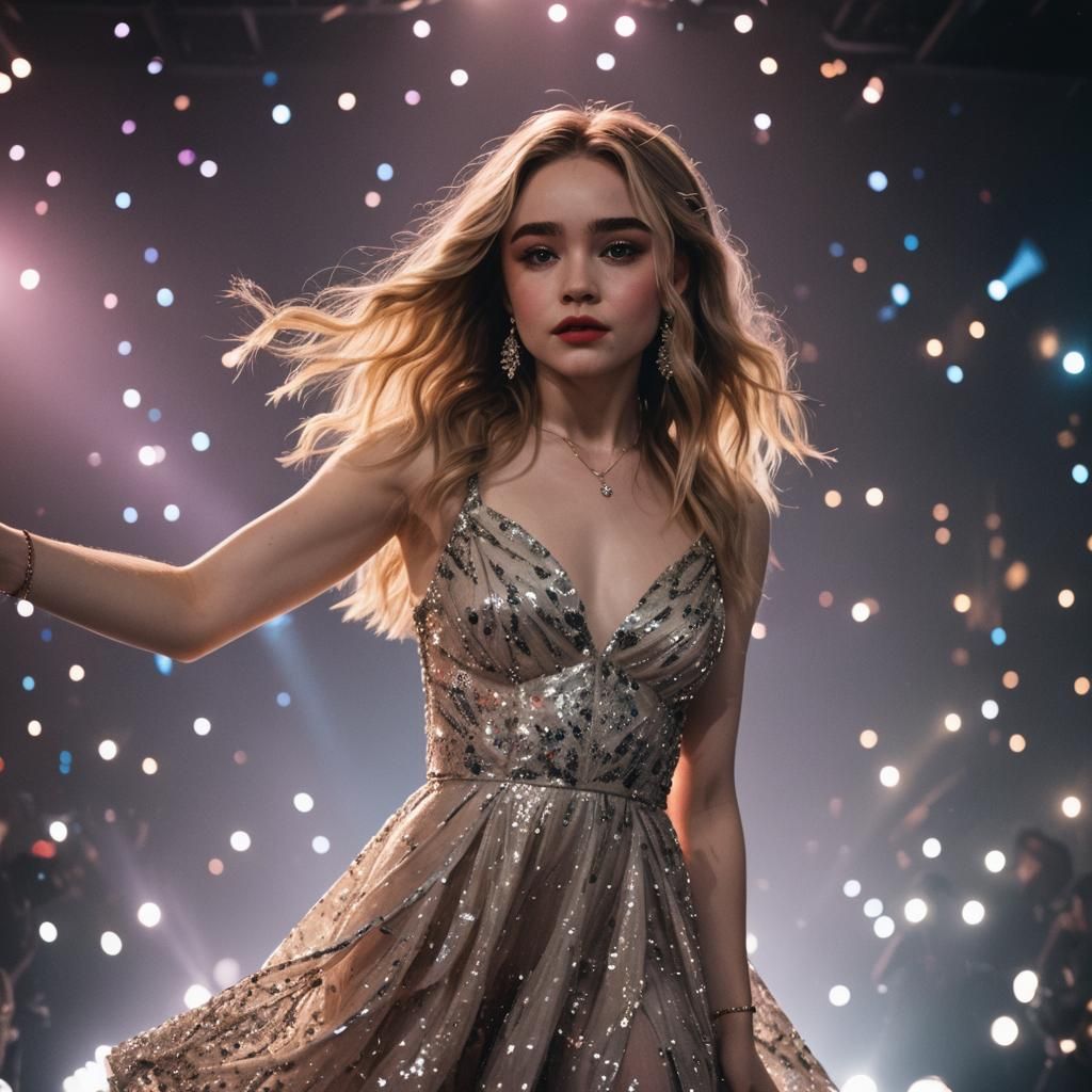 Sabrina Carpenter Dancing in Nightclub, Fashion Photography