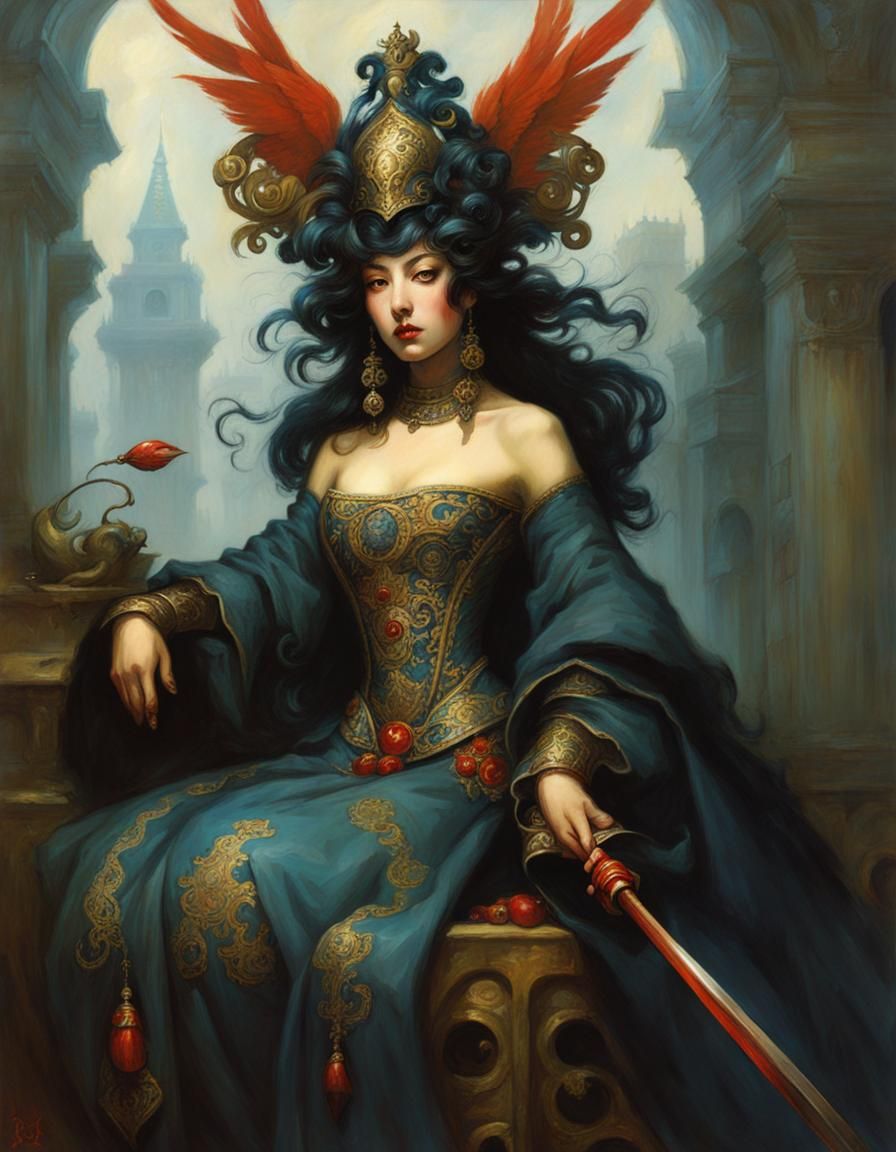 Mythical Character in Baroque Auroracore Style