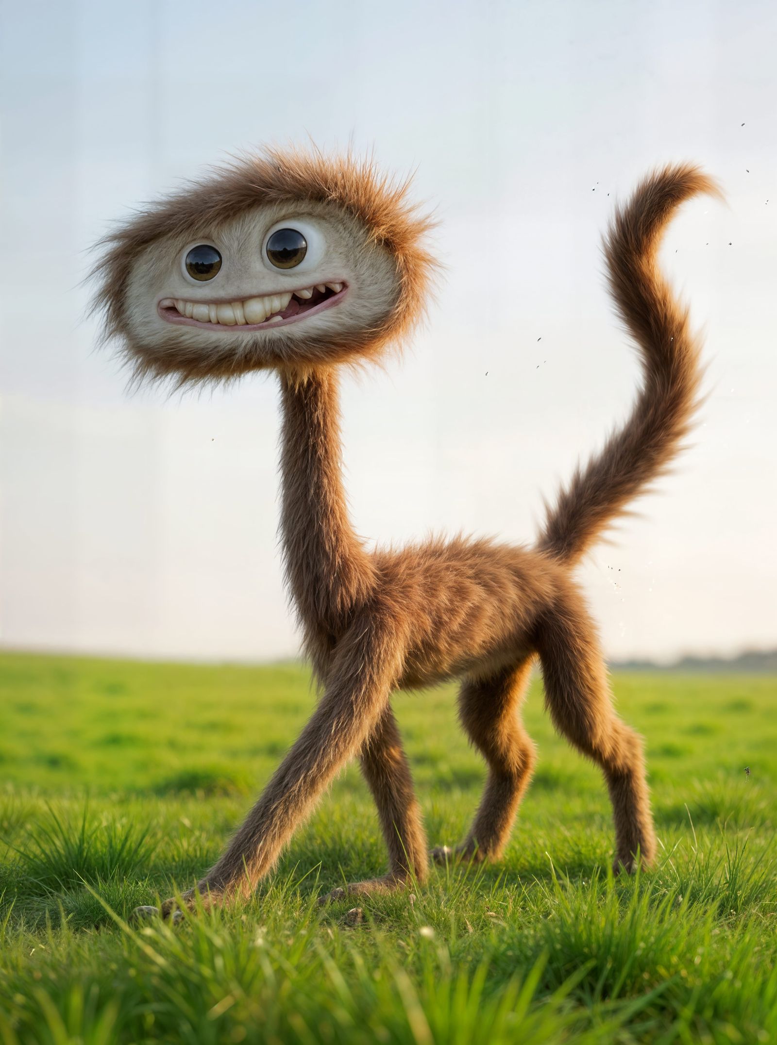 Hyperrealistic Furry Creature on Grassy Plain