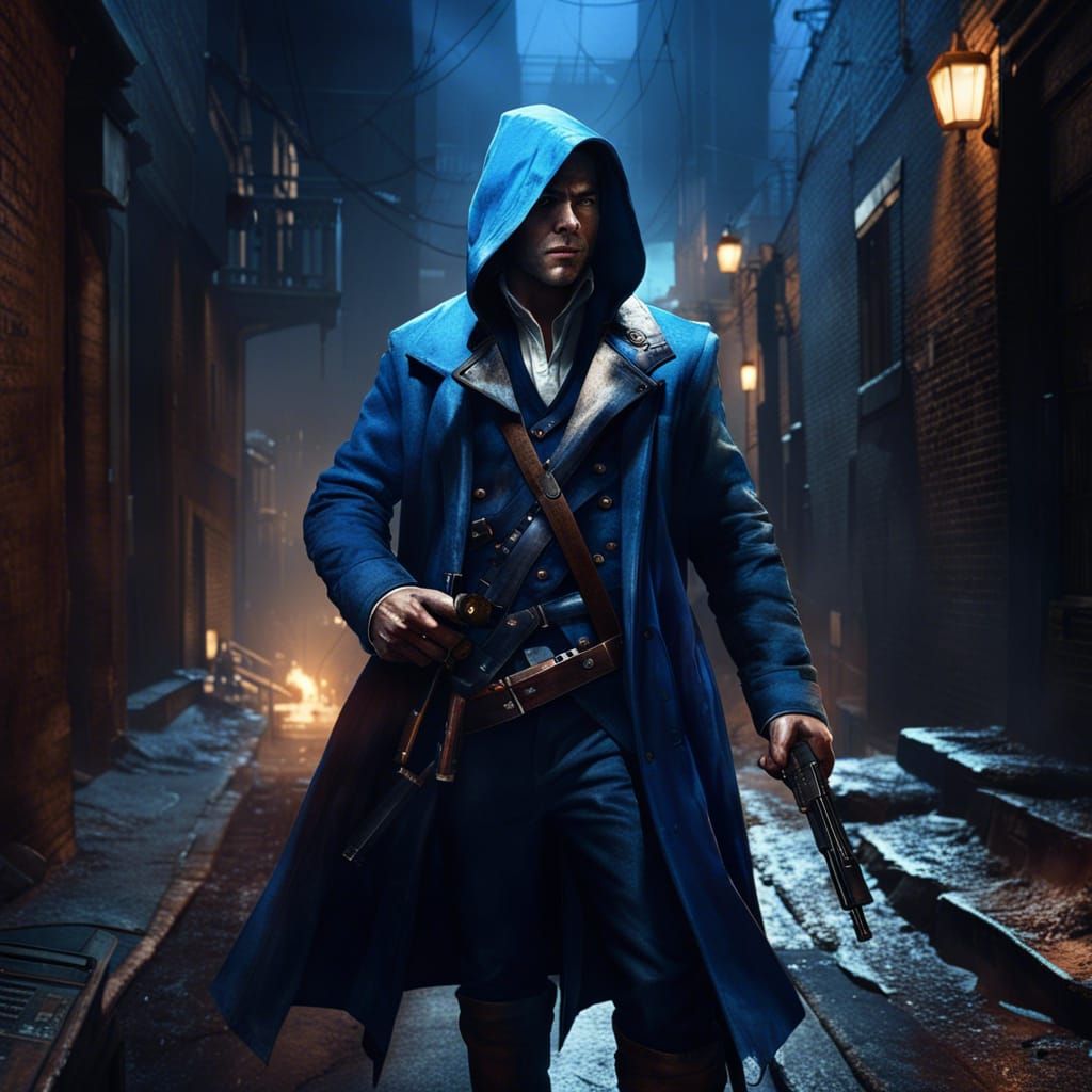 Revolutionary War Spy in Alleyway, Dark Fantasy Art
