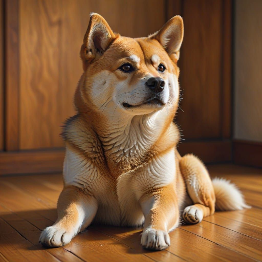 Shiba Inu Portrait in Hyperrealistic Digital Art Style