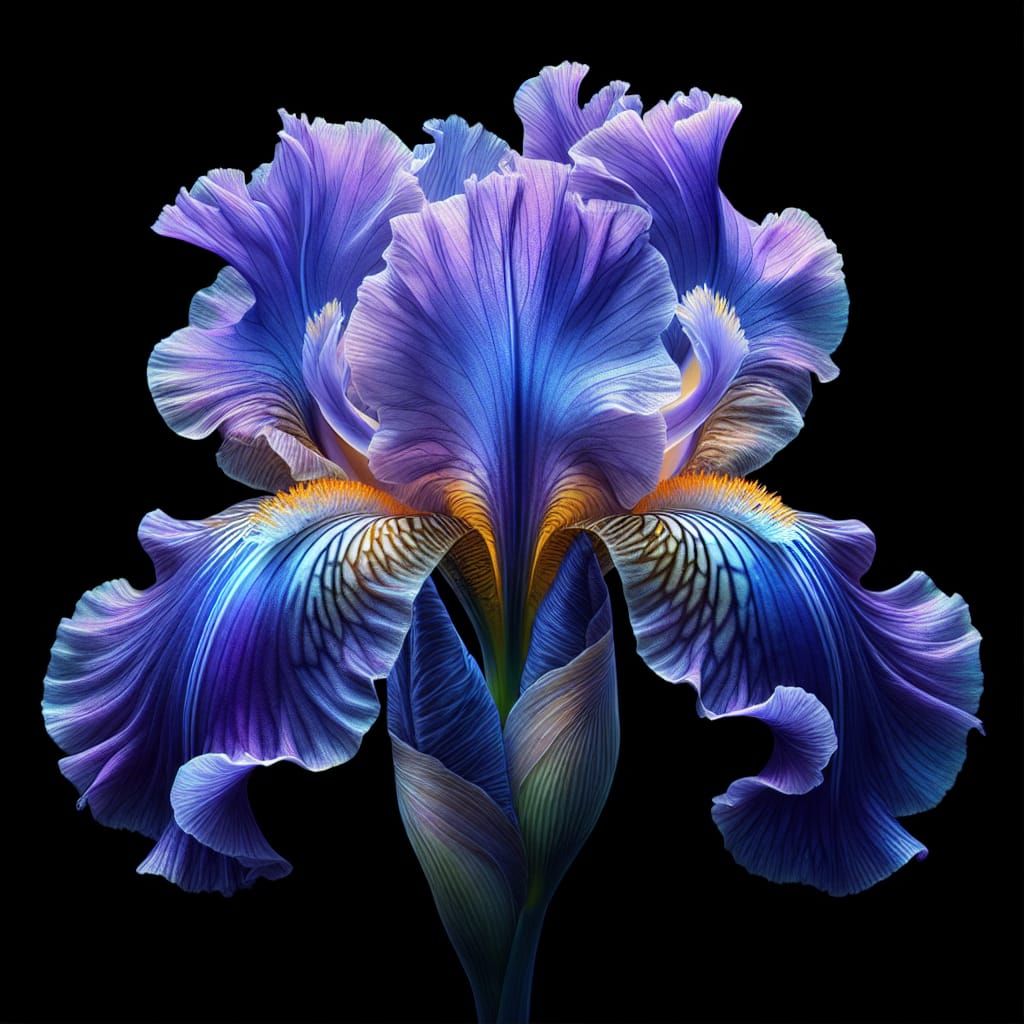 High-Resolution Macro Image of a Blooming Iris