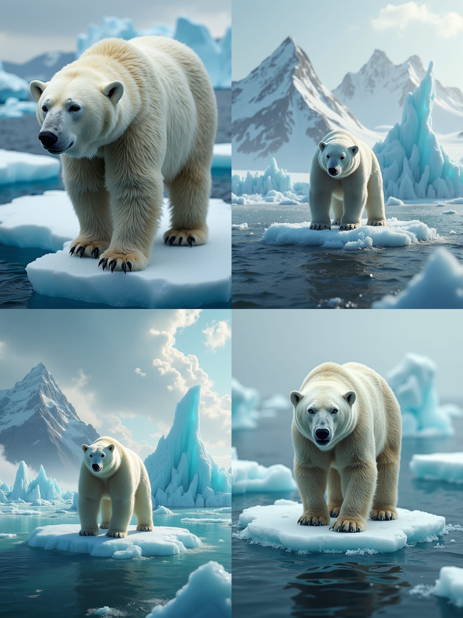 Polar Bear on Melting Ice: Climate Change Art