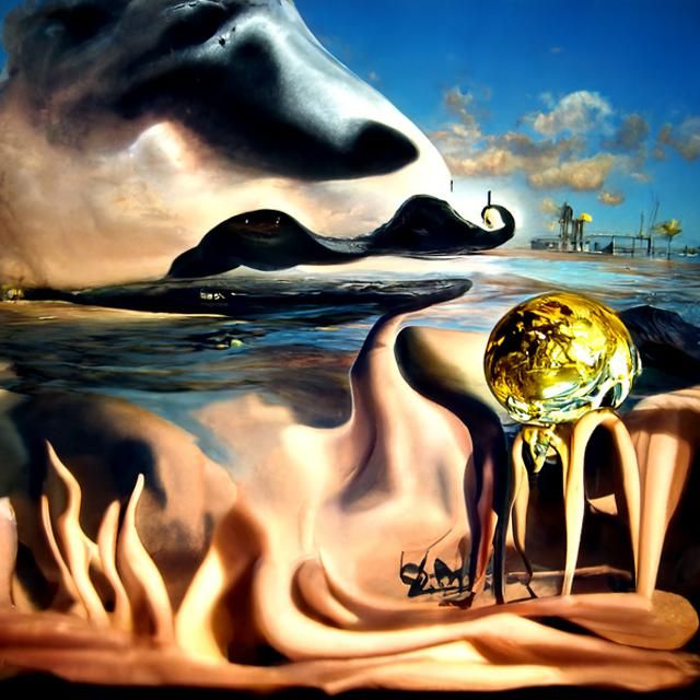 Surreal Planet Survives in Melting Oil Painting