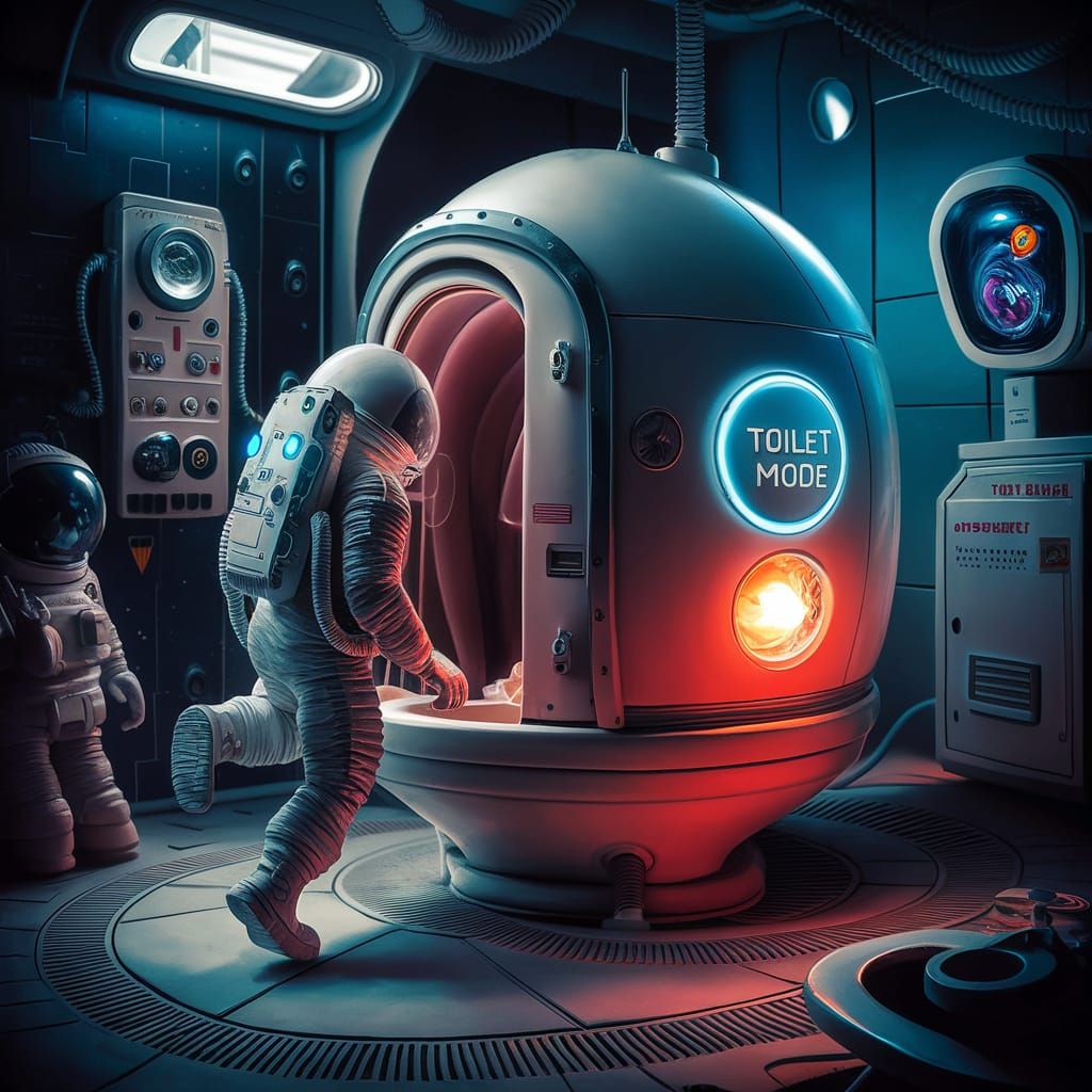 Futuristic Toilet Capsule in Astronaut Base