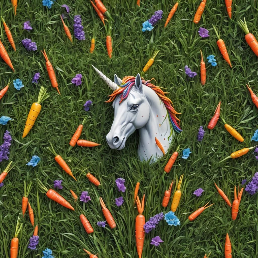 Rainbow Carrot Unicorn Sculpture in Africa: Hyperrealistic A...