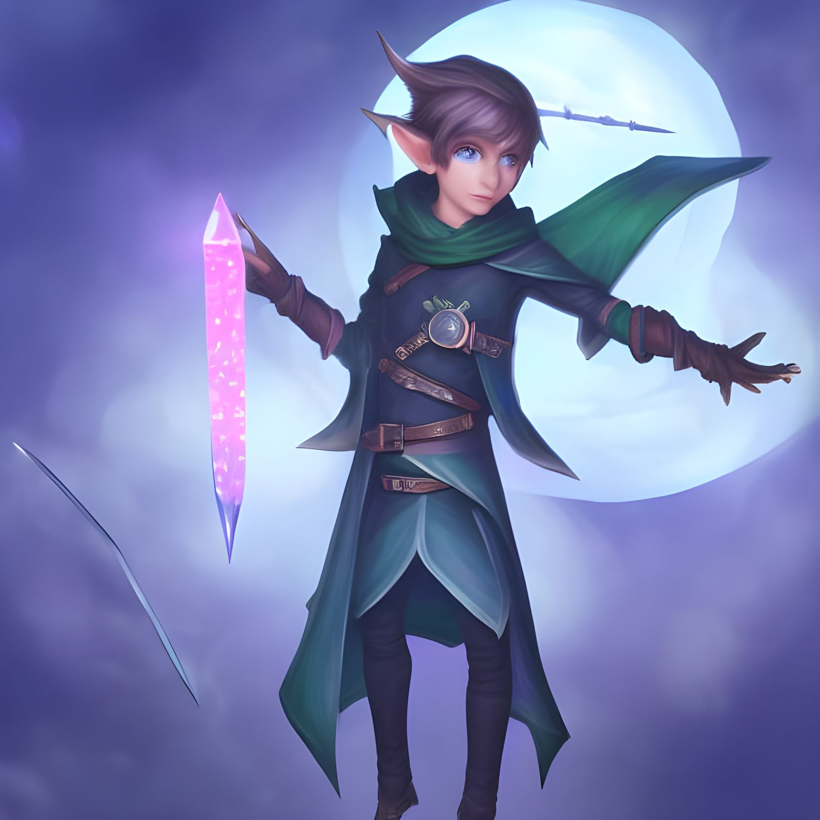 Chibi Elf Rogue with Crystal Dagger in Dark Tower