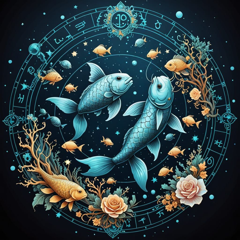 Pisces Zodiac Sign in Dreamy Blue Hues