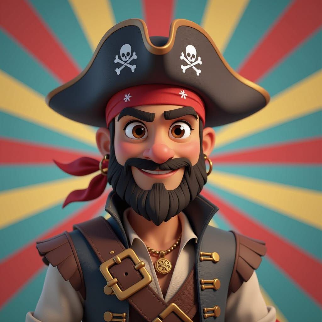 Stylish Pirate in Fashionable Bandana and Hat