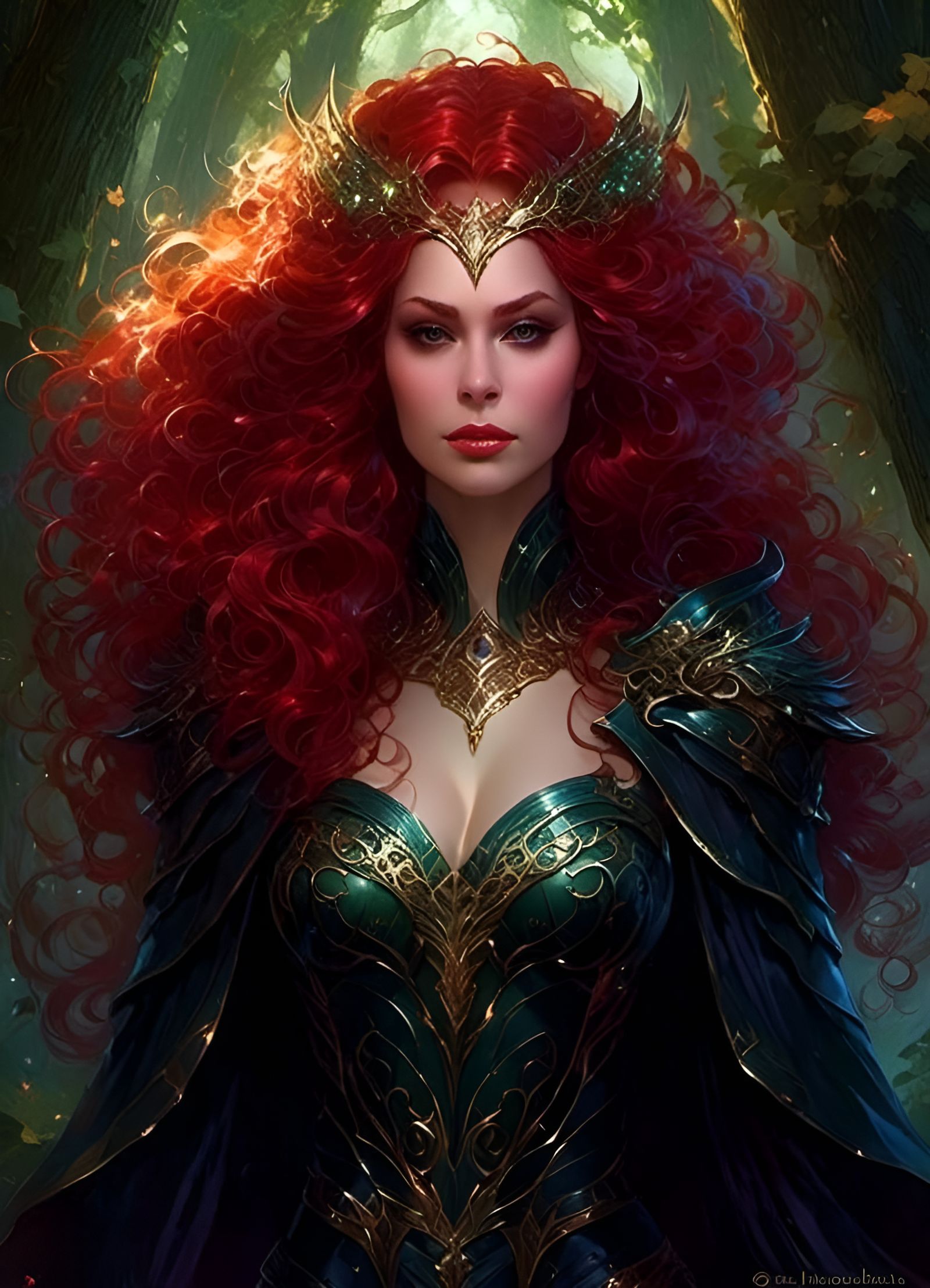 Fantasy Forest Witch Portrait with Luminous Skin