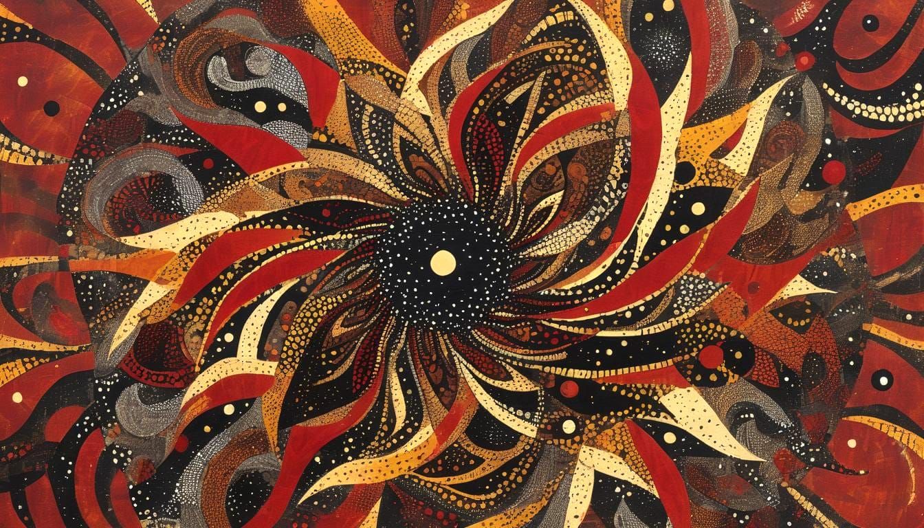 Aboriginal Batik Star Cluster with Fractal Waves