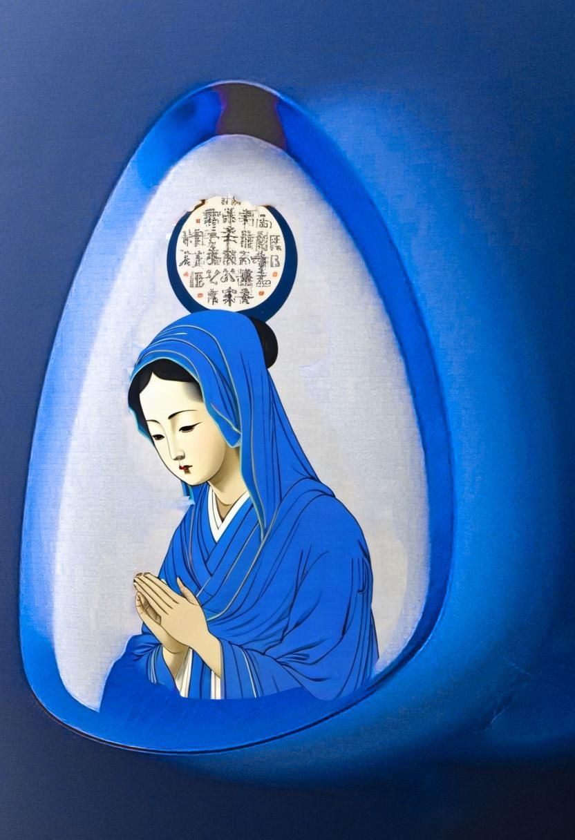 Holy Virgin Mary in Ukiyo-e Style