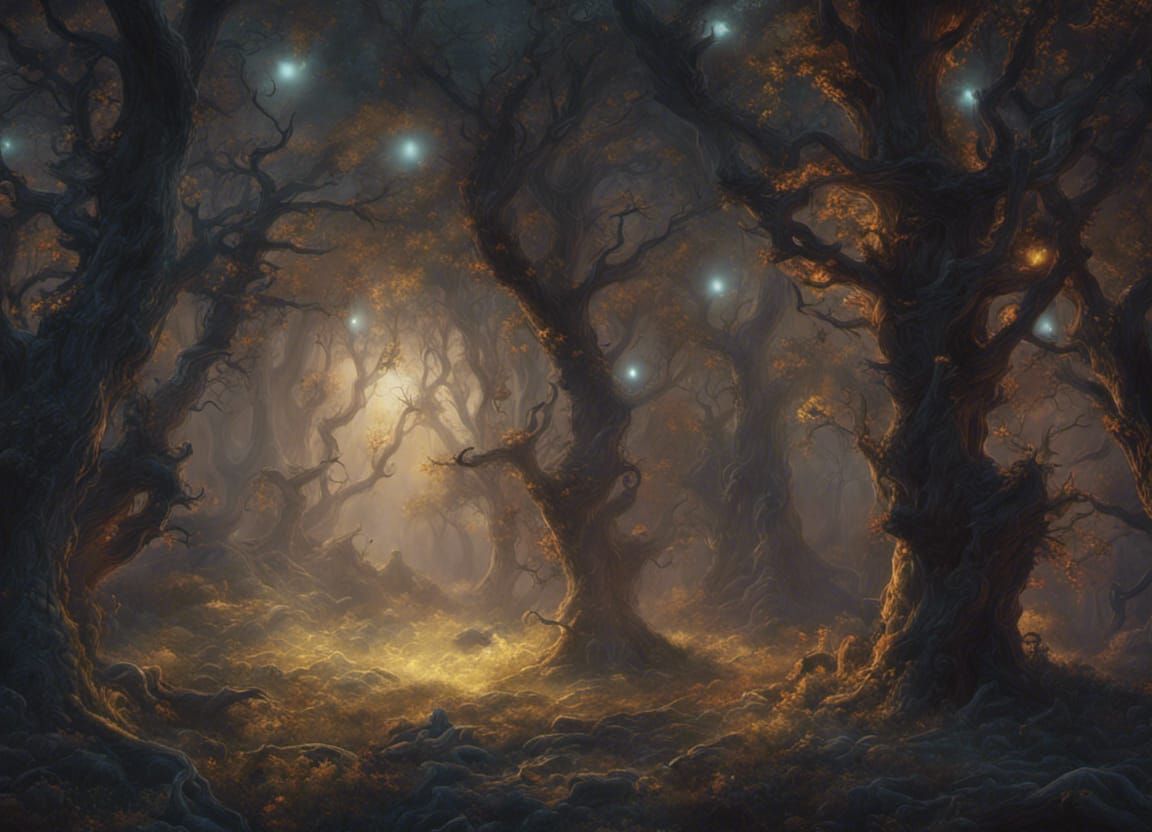 Sinister Fairies Dancing in Moonlit Glade