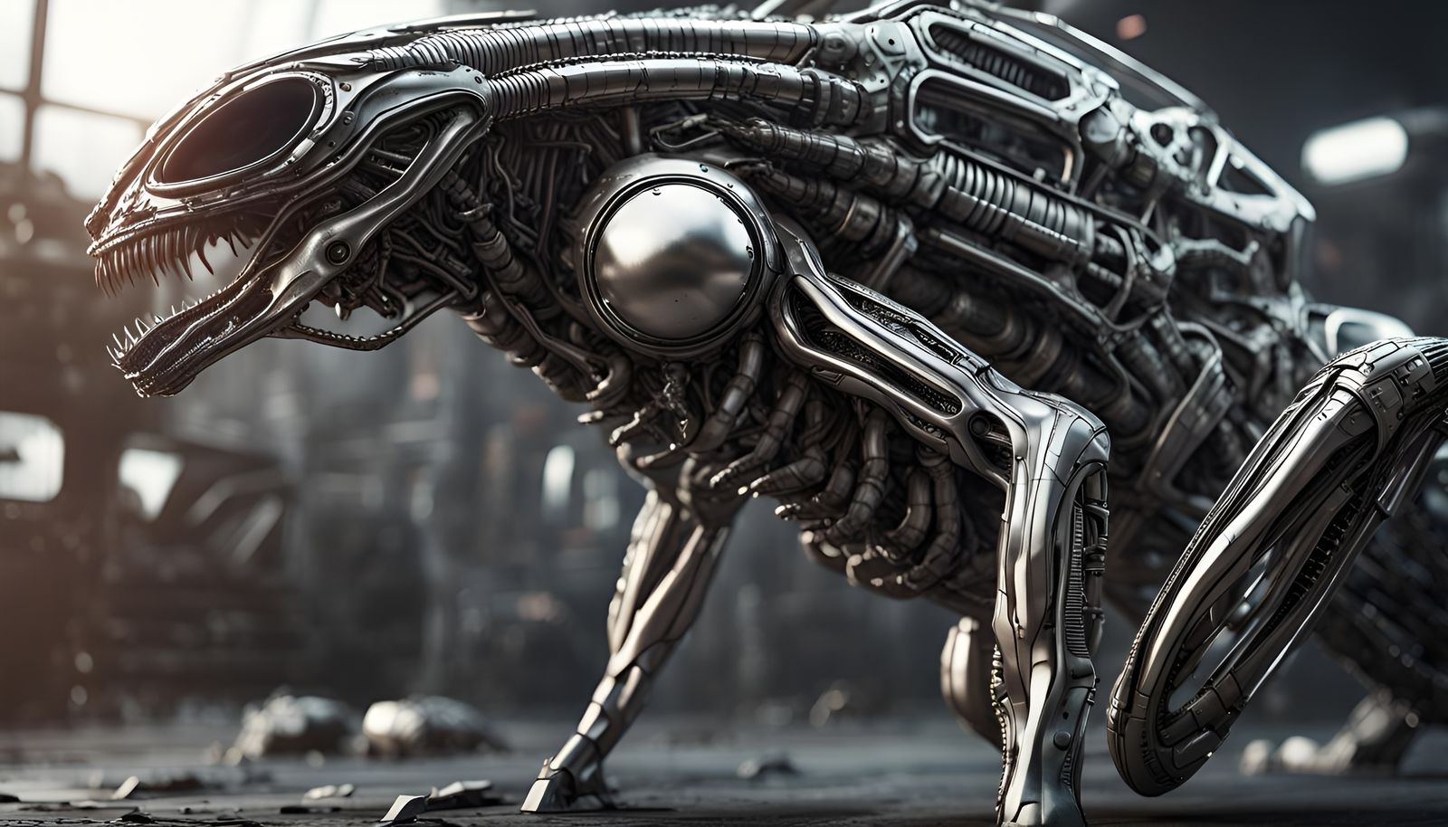 Reptile Alien with Intricate Mech Details