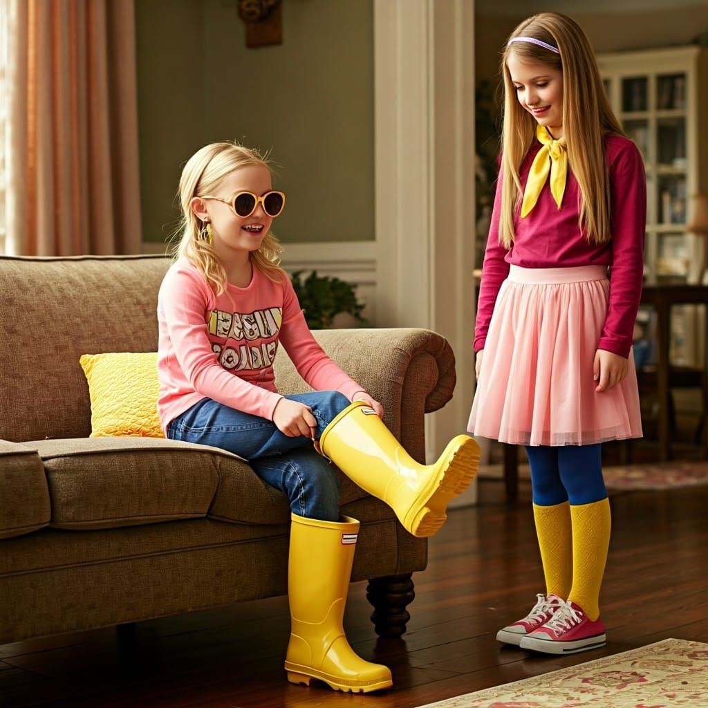 Blonde Girl's Joy: New Wellies in Impressionist Style